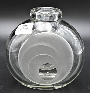 Jean Luce (1895-1964), clear glass vase with etched design, height 6 inches,
(chips).