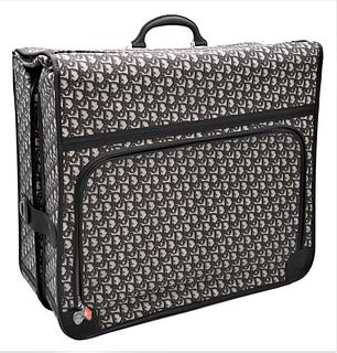 Christian Dior Monogrammed Luggage Bag, folding suitcase, marked Christian Dior, height 22 inches, width 24.5 inches.