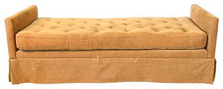 Custom Upholstered Sofa, height 38 inches, length 83 inches.