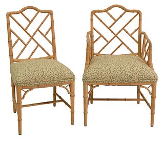 Set of Twelve Chinese Chippendale Style Faux Bamboo Dining Chairs