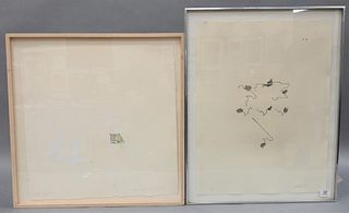 Three Piece Group, to include Enrique Castro-Cid (Chilean, 1937-1992), Twelve Dragonflies, 1973, lithograph with gouache on paper, signed, dated, and 