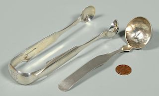 KY Coin Silver Tongs and Coin Silver Cream Ladle