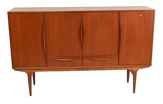 Dejlig Lyby Mobler 1960's Teak Sideboard, having four doors with fitted interior, tag on back, height 45 inches, length 72 inches.