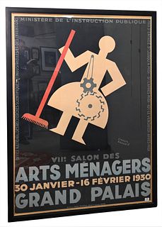 Frances Bernard (1900-1979), Large Arts Menagers/Grand Palais 1930, lithograph poster, 70" x 50".