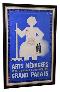 Frances Bernard (1900-1979), Arts Menagers/Grand Palais 1933, lithograph poster, 36" x 24".