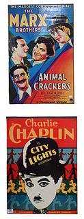 Group of Five Faux Posters Mounted on Board, the Marx Brothers, Animal Crackers; Gone with the Wind, David Selznick; March of the Wooden Soldiers, Lau