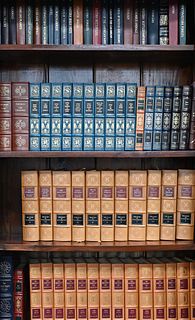 Set of Approximate 100 Easton Press Books, leather bound binding, average 8" - 10", Roger Tory Peterson Set, History of America, The Story of Civiliza