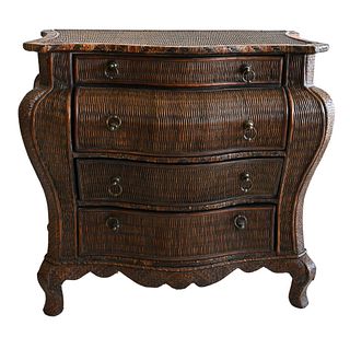 Wicker Bombay Style Chest of Four Drawers, height 33.5 inches, width
36 inches.