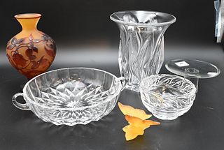 Large Group of Glass, to include a Tiffany & Company Elsa Peretti Bowl, Daum France butterfly, Val St Lambert bowl with handles, Tiffany & Company gla