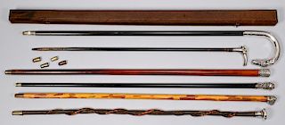 6 Walking Sticks, sev. Sterling Handles