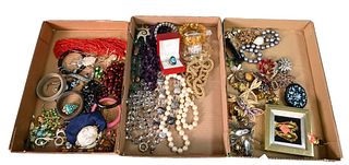 Three Tray Lots of Costume Jewelry, to include some silver.