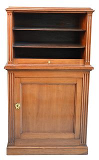 Mahogany Cabinet, having sliding door top over one door, signed W.F.L.F.L.E.U., height 48 inches, width 27 1/2 inches.