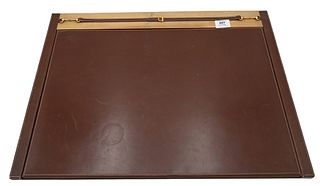 Gucci Leather Desk Blotter Set, brown leather marked Gucci on bottom, 17 1/4" x 23".