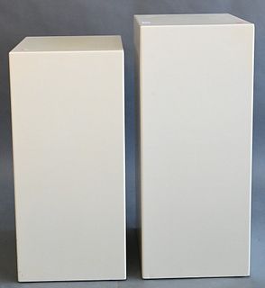 Pair of Cream Lacquered Pedestals, height 42 inches, tops 14" x 14".