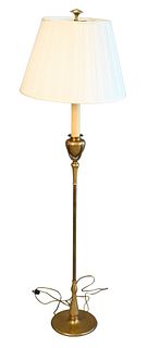 Tiffany Style Brass Floor Lamp, having oil well return, height 59 inches