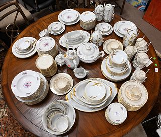 Three Porcelain Dinnerware Sets, to include Norleans porcelain Midas set having gold wheat decoration; along with Bohemian fine china set with painted