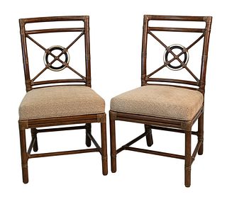 Set of Eight McGuire Rattan Side Chairs, height 35. 1/2 inches.