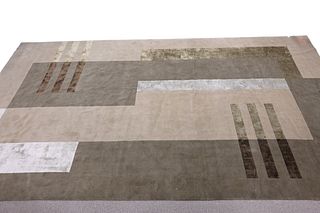 Stark Custom Silk Blend Room Size Carpet, having brown ground, 9’ 1” x 17’.