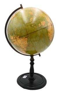 Philips Terrestrial Globe, on turned stand, height 24 inches.