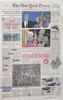 Nancy Chunn, (b. 1941), NY Times May 1986, gouache on newsprint, edition 70/115, 22" x 13.5". Provenance: Property from the Estate of Anita and Burton
