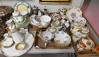 Six Tray Lots of Porcelain and China, to include Napoleon porcelain tea set, Czechoslovakia coffee set with painted figures, French porcelain urn, pla