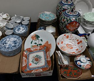 Group of Assorted Japanese and Chinese Porcelain, to include Imari style covered urns, trays, and plates.