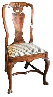 Georgian Walnut Side Chair, having carved splat back on Spanish feet.