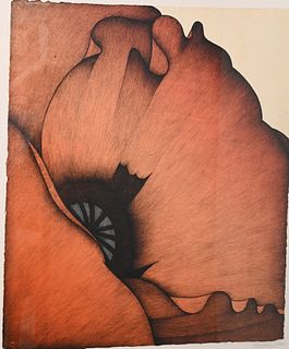 Art Hansen, (American, 1929-2017), Red Poppy 1982, lithograph on paper, pencil signed, titled, and numbered 4/45 in bottom margin, image size 23 3/8" 
