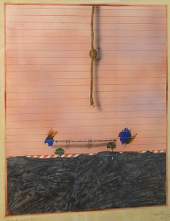 Daniel Zelaya, (Argentinean, 1938-2012), Begrenzter Landschaft, pencil, watercolor, and gouache on paper, signed and dated lower right Daniel Zelaya 7