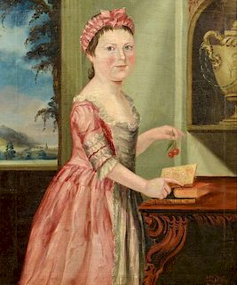 18th c. Portrait of a Girl, Signed