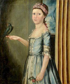 18th c. Portrait of a Girl with Bird