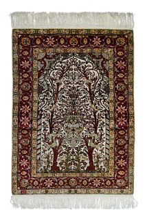 Vintage Silk Turkish Hereke Rug, 3’3’’ x 4’6’’