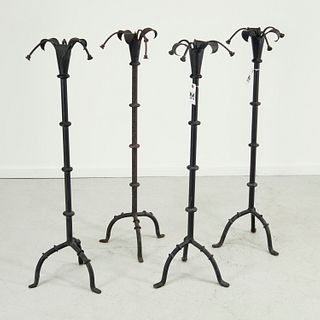 Set wrought iron floor-height lily candle prickets