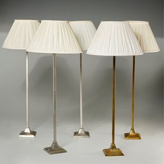 Galerie des Lampes (attrib), nickel & brass lamps