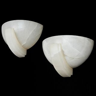 Pair Art Deco style alabaster wall sconces