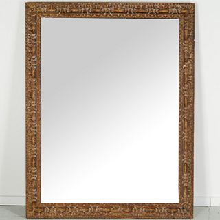 Large Continental carved gilt oak mirror
