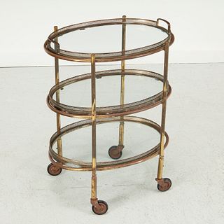 Bagues style three-tiered brass tray table