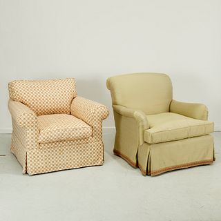 (2) Custom upholstered lounge chairs