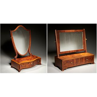 (2) Antique English mahogany shaving mirrors