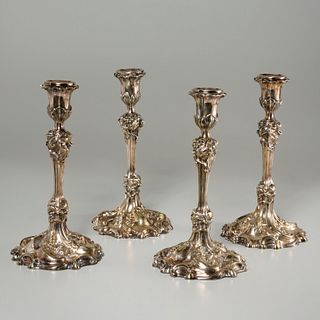 Elkington & Co., set (4) silver plate candlesticks