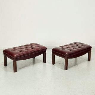 Pair Georgian style Chesterfield benches