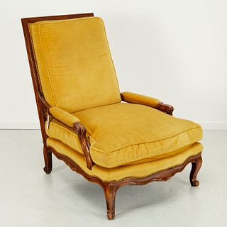 Louis XV style carved walnut high-back easy chair