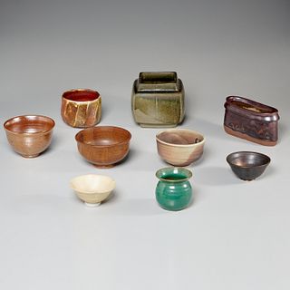 (9) Studio Pottery vessels, incl. signed examples