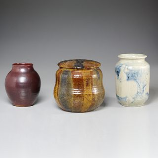 (3) Studio Pottery vessels, incl. signed examples