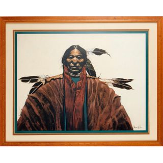 Lawrence W. Lee, Native American portrait, signed