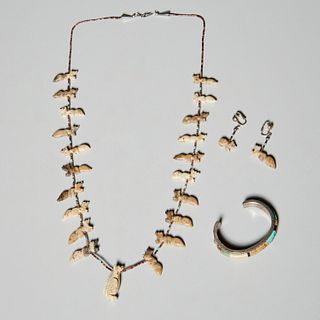 Zuni necklace, earrings, and multistone bracelet