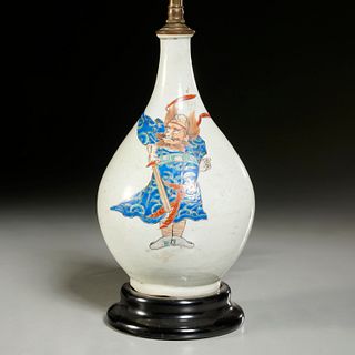 Japanese Arita ware porcelain vase lamp