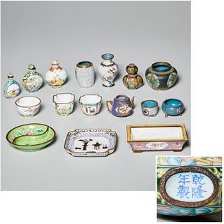 Group Chinese miniature cloisonne & enamel objects