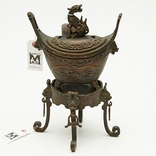 Chinese bronze censer and stand