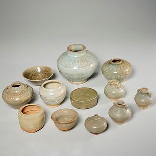 Group (12) Asian celadon glazed ceramics